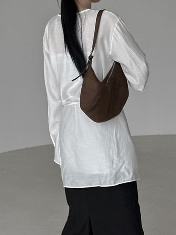 Croissant Suede Shoulder Bag